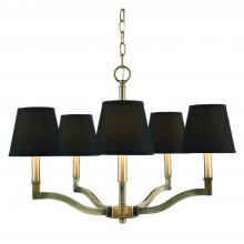  3500-5 AB-GRM - Waverly 5 Light Chandelier in Aged Brass with Tuxedo Shade